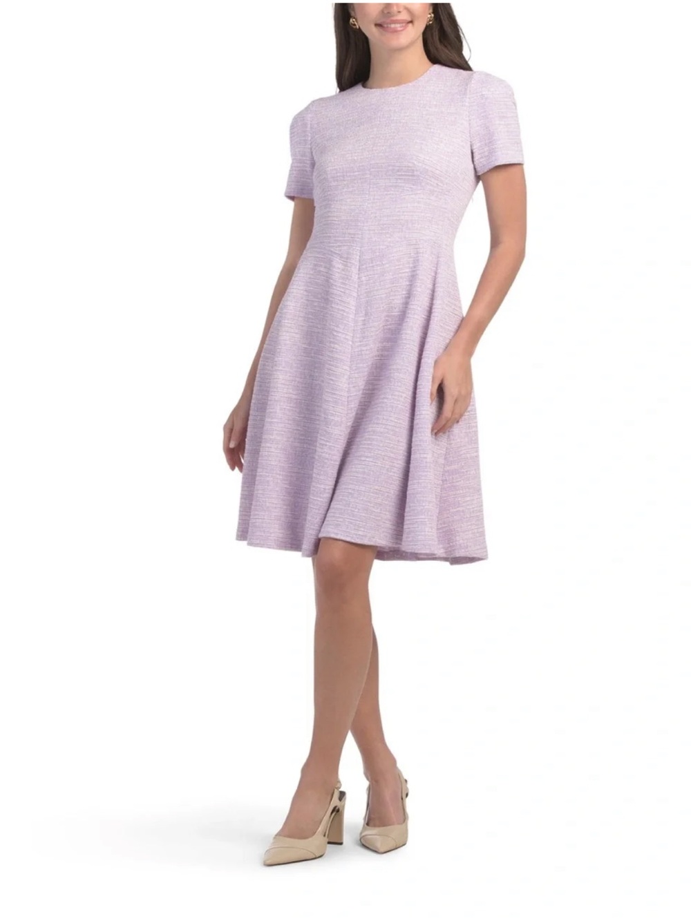 CALVIN KLEIN Lavender Short Sleeve A-Line Dress